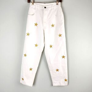 DESIGNS LIMITED WHITE  HIGH RISE JEANS WITH GOLD STARS SIZE 8